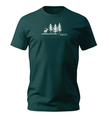 Wald Hirsch T-Shirt Herren Tannengrün (Glazed Green) – Produktbild (100% Bio-Baumwolle) von Rad&Rucksack