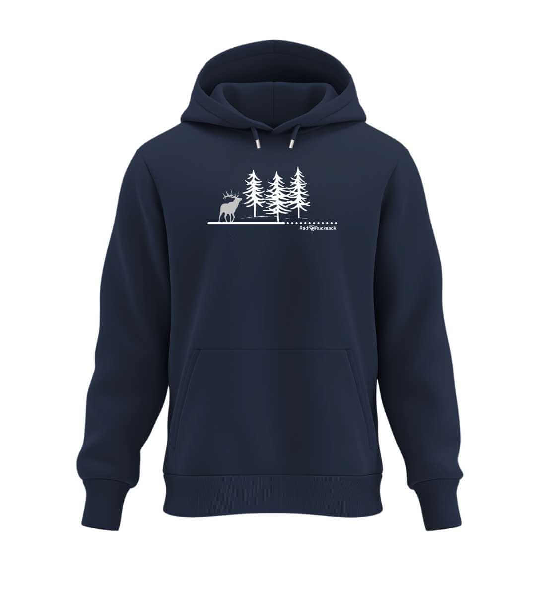 Wald Hirsch | Unisex Organic Hoodie in French Navy von Rad&Rucksack