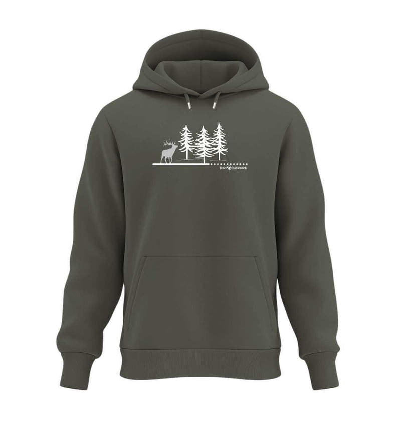 Wald Hirsch | Unisex Organic Hoodie in Khaki von Rad&Rucksack