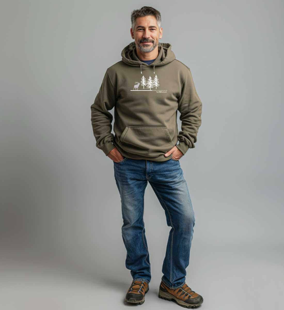 Wald Hirsch | Unisex Organic Hoodie von Rad&Rucksack - weitere Modelansicht 2