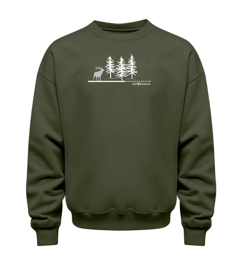 Wald Hirsch | Unisex Organic Pullover in Khaki von Rad&Rucksack