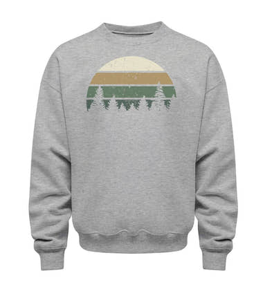 Wald Sweatshirt in Grau-Melange (Heather Grey) – Produktbild (350 g/m² Bio-Baumwolle) von Rad&Rucksack