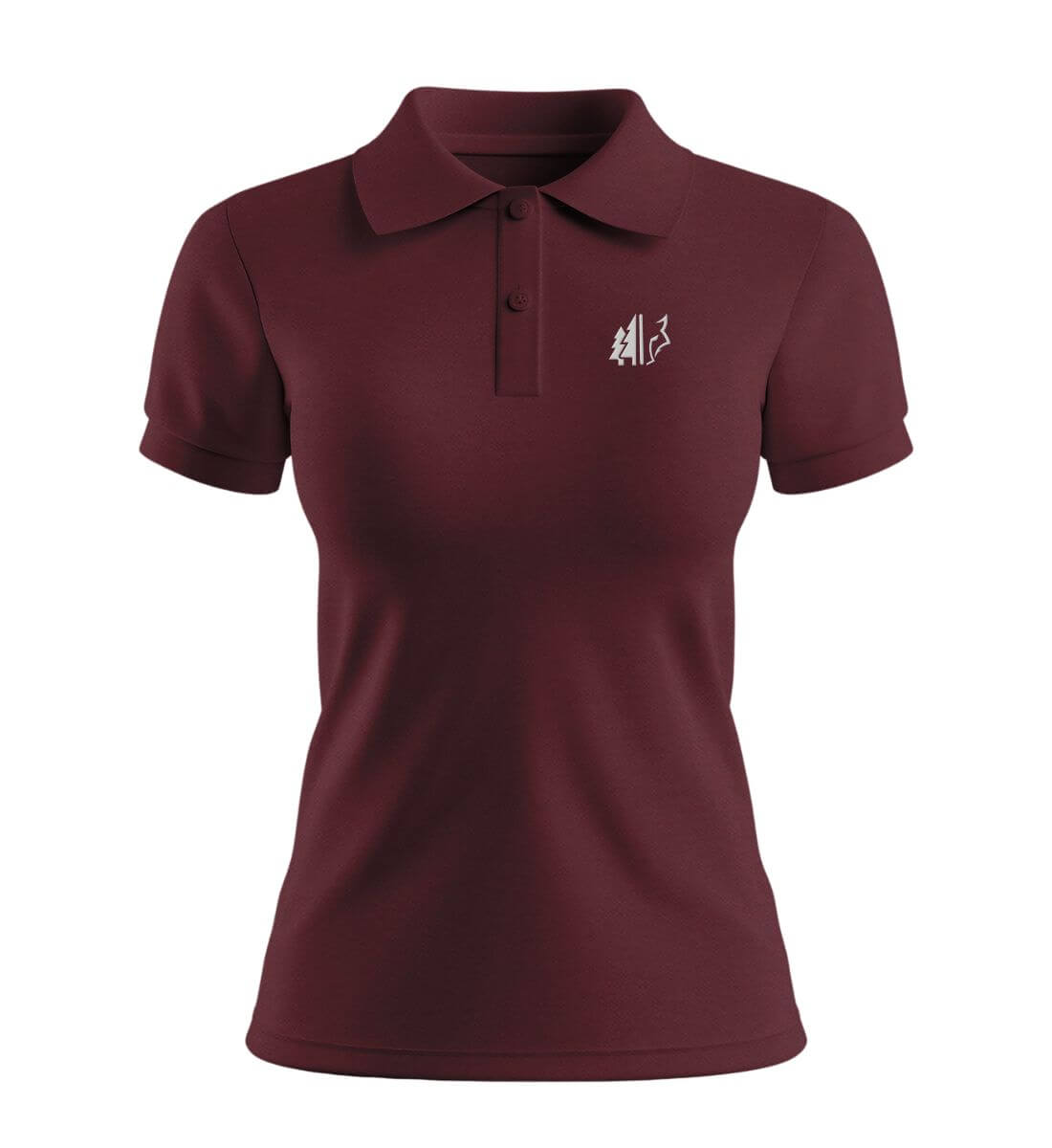 Wald Wolf | Damen Premium Organic Poloshirt in Burgundy von Rad&Rucksack
