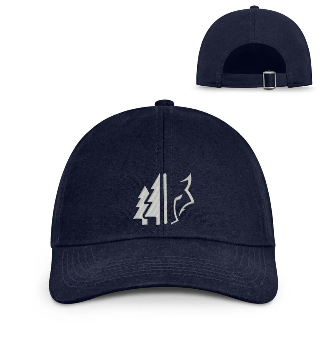 Wald Wolf Stick | Organic Herren Cap mit Stick in Oxford Navy von Rad&Rucksack