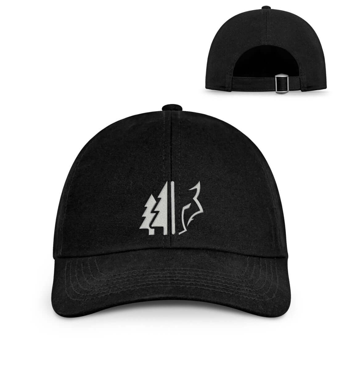Wald Wolf Stick | Organic Herren Cap mit Stick in Schwarz von Rad&Rucksack