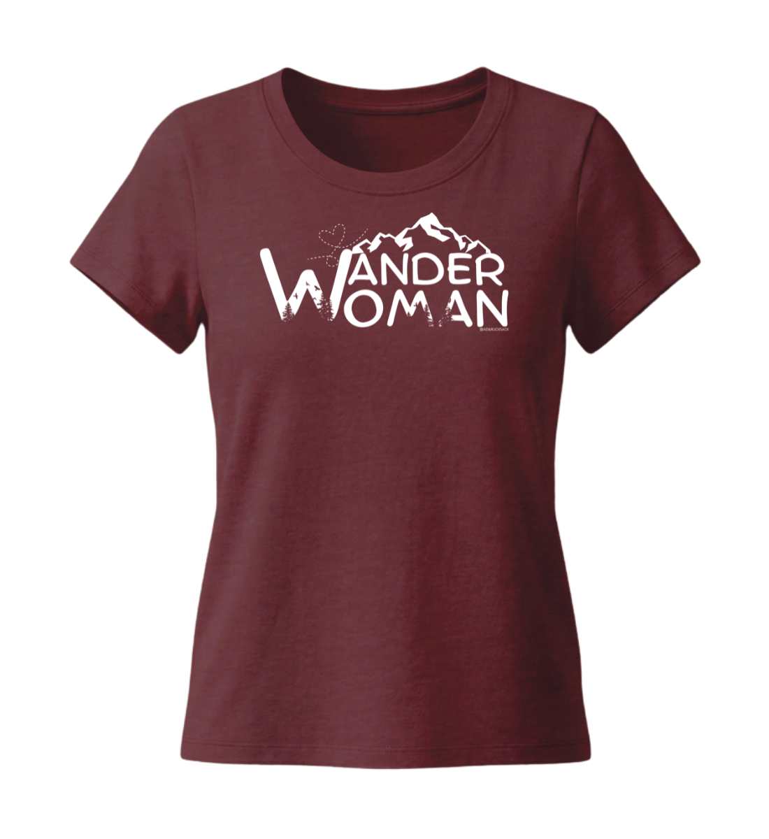 Wander Woman | Damen Premium Organic T-Shirt (Fitted) in Burgundy von Rad&Rucksack