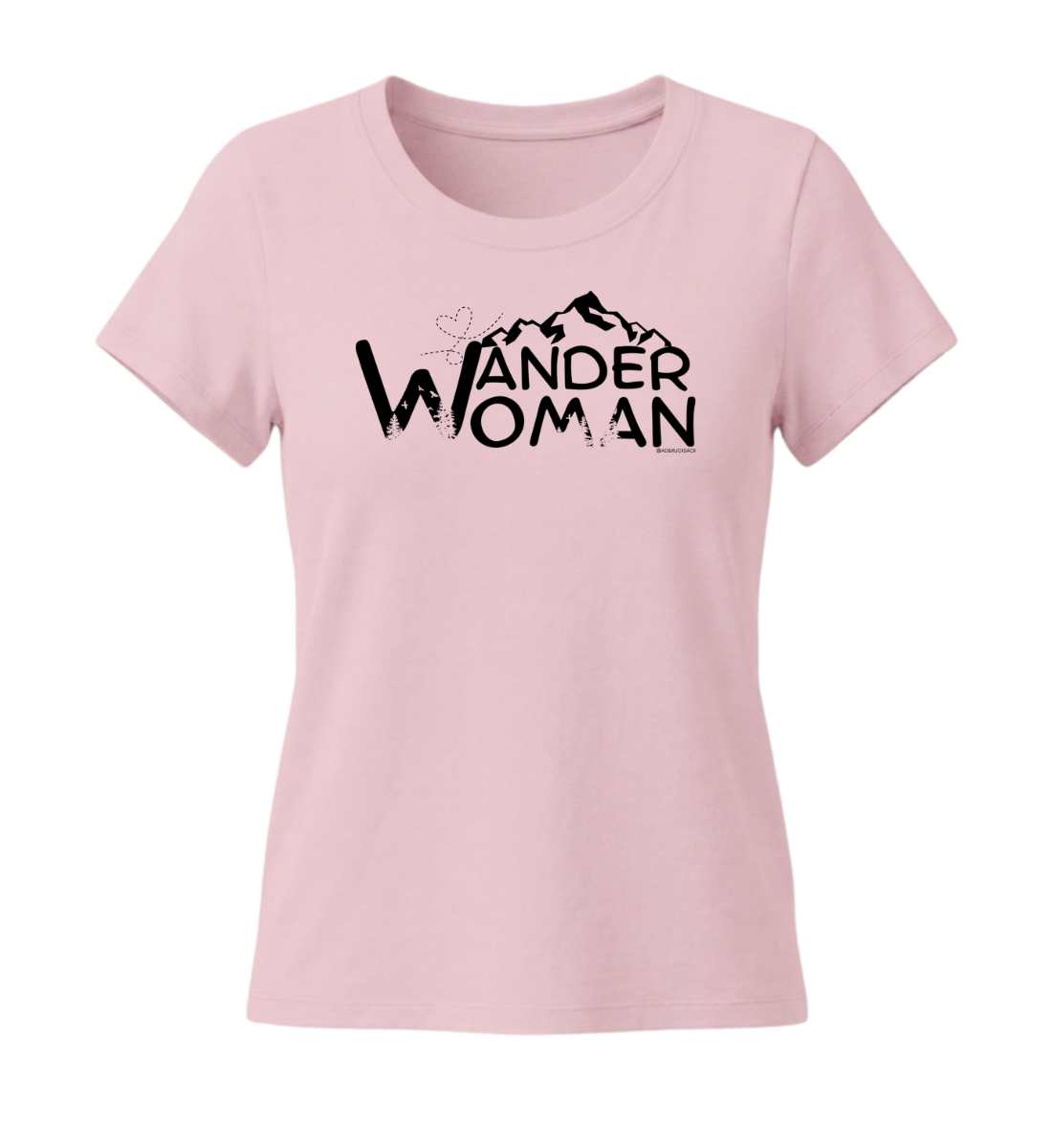 Wander Woman | Damen Premium Organic T-Shirt (Fitted) in Cotton Pink von Rad&Rucksack
