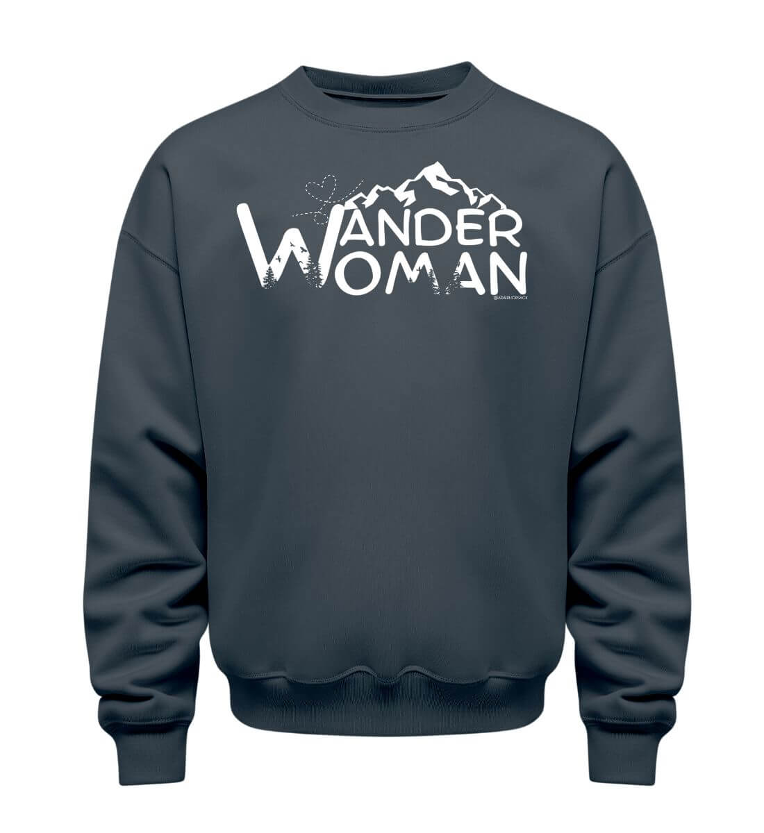 Wander Woman | Unisex Organic Pullover in India Ink Grey von Rad&Rucksack