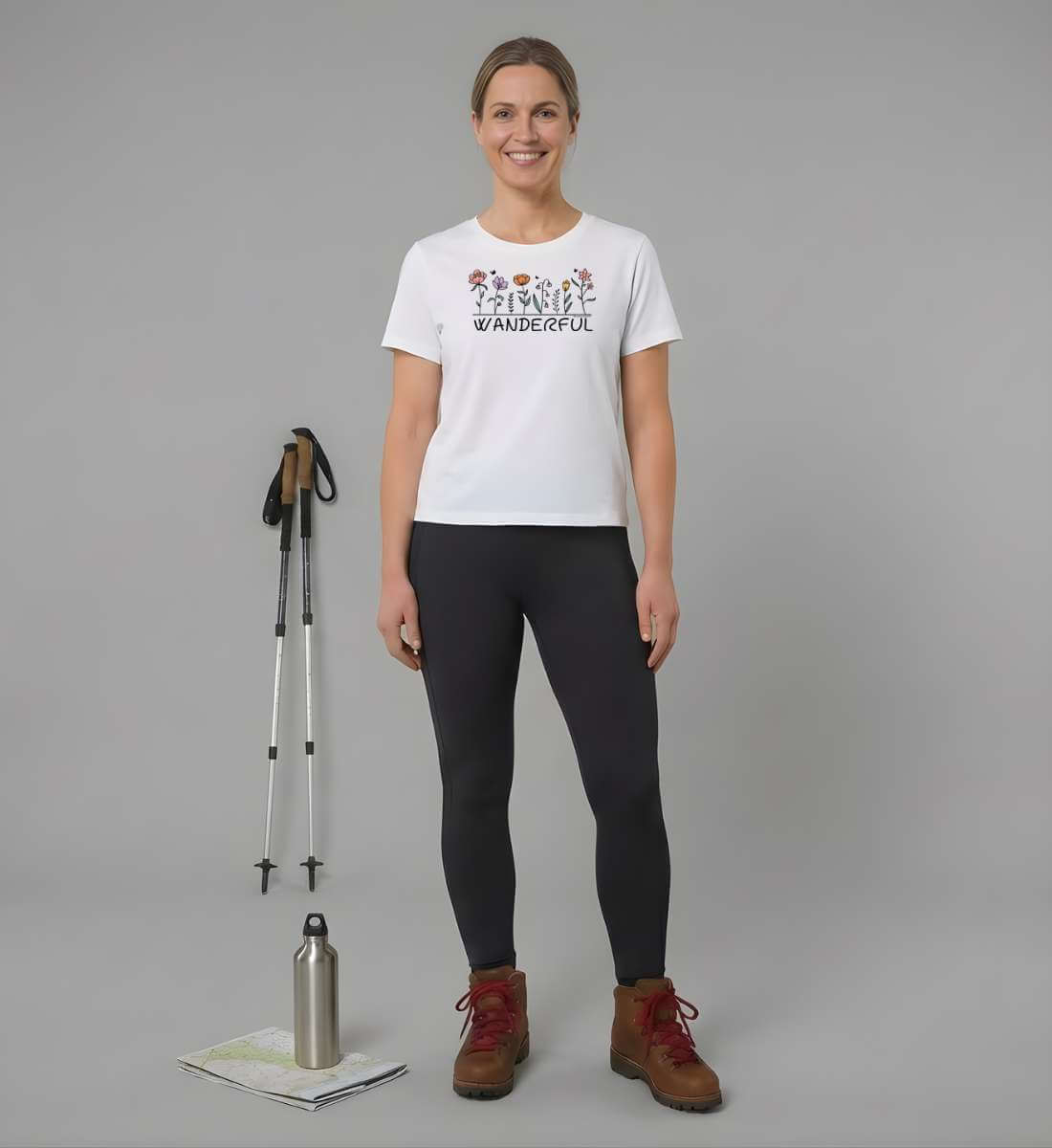 Wanderful | Damen Premium Organic T-Shirt von Rad&Rucksack - am Model präsentiert