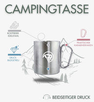 Edelstahltasse mit Karabiner „Wanderful“ – Lifestyle-Aufnahme (330 ml, bruchsicher) von Rad&Rucksack