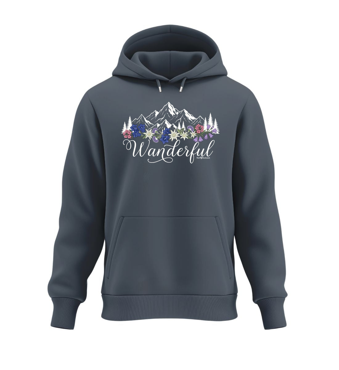 Wanderful | Unisex Organic Hoodie in India Ink Grey von Rad&Rucksack