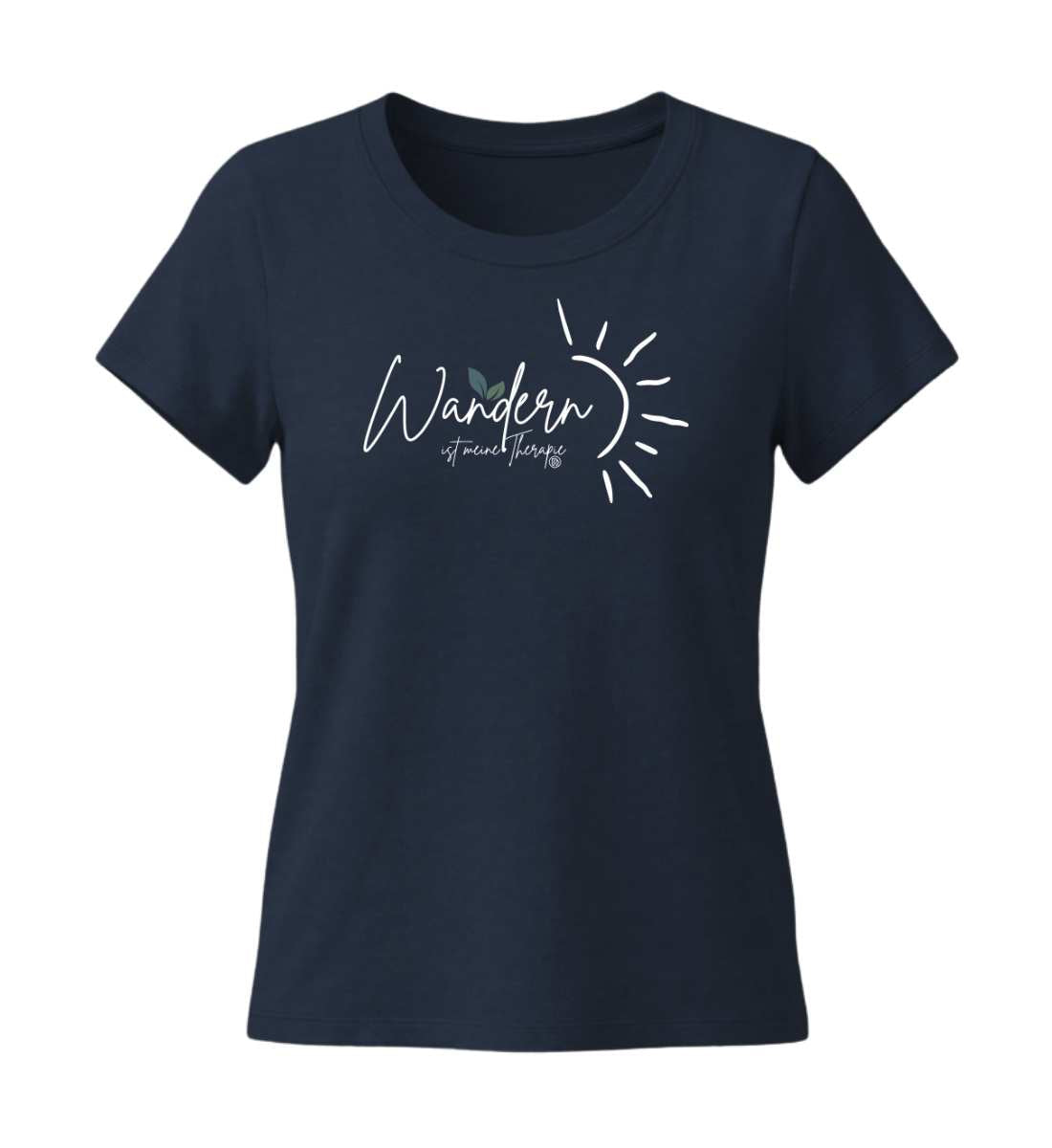 Wandern ist meine Therapie | Damen Premium Organic T-Shirt (Fitted) in French Navy von Rad&Rucksack