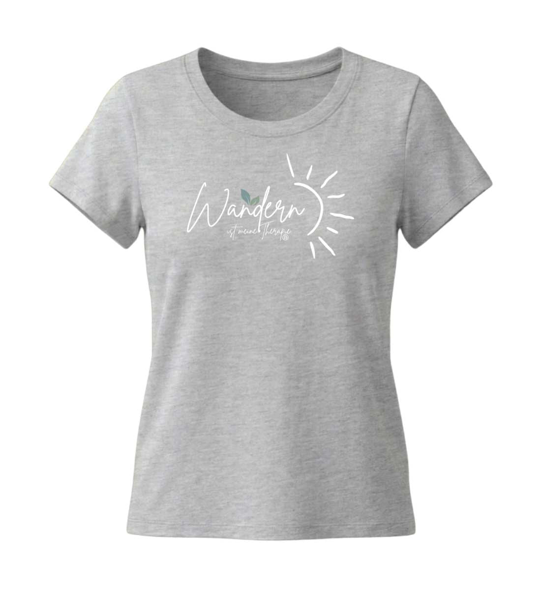 Wandern ist meine Therapie | Damen Premium Organic T-Shirt (Fitted) in Heather Grey von Rad&Rucksack