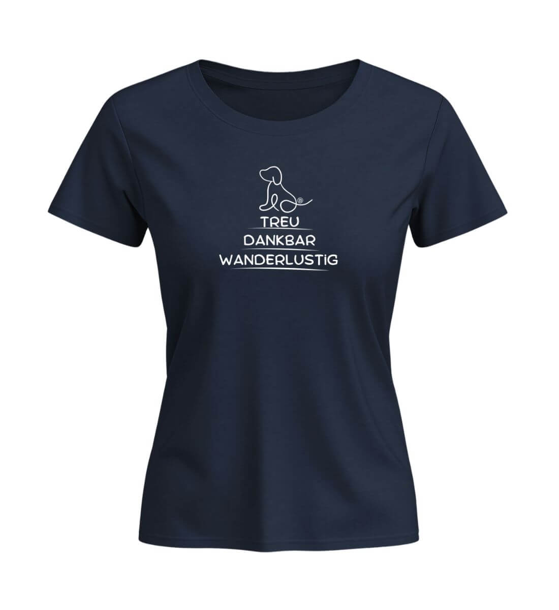 Wandern mit Hund | Damen Premium Organic T-Shirt (Fitted) in French Navy von Rad&Rucksack
