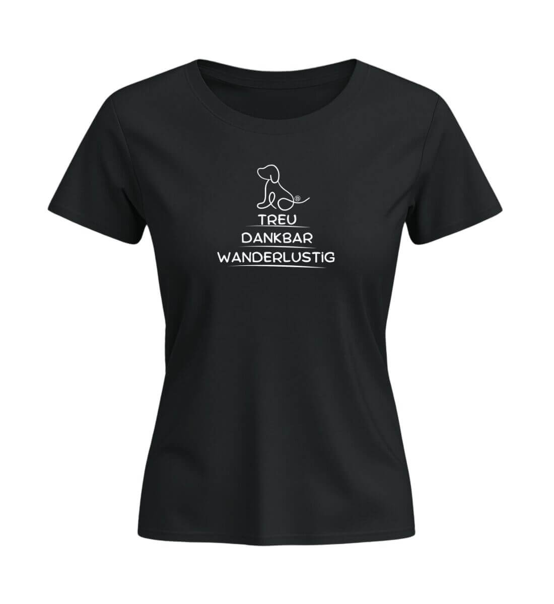 Wandern mit Hund | Damen Premium Organic T-Shirt (Fitted) in Schwarz von Rad&Rucksack