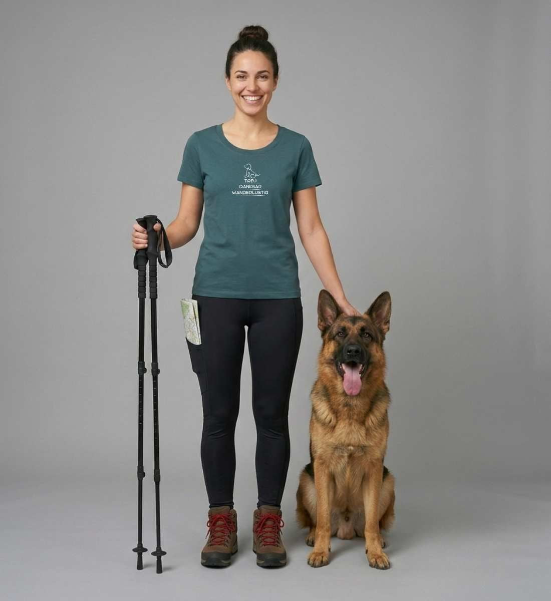 Wandern mit Hund | Damen Premium Organic T-Shirt (Fitted) in Stargazer von Rad&Rucksack Model