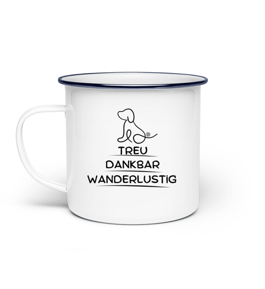Wandern mit Hund | Emaille Tasse in Weiß von Rad&Rucksack