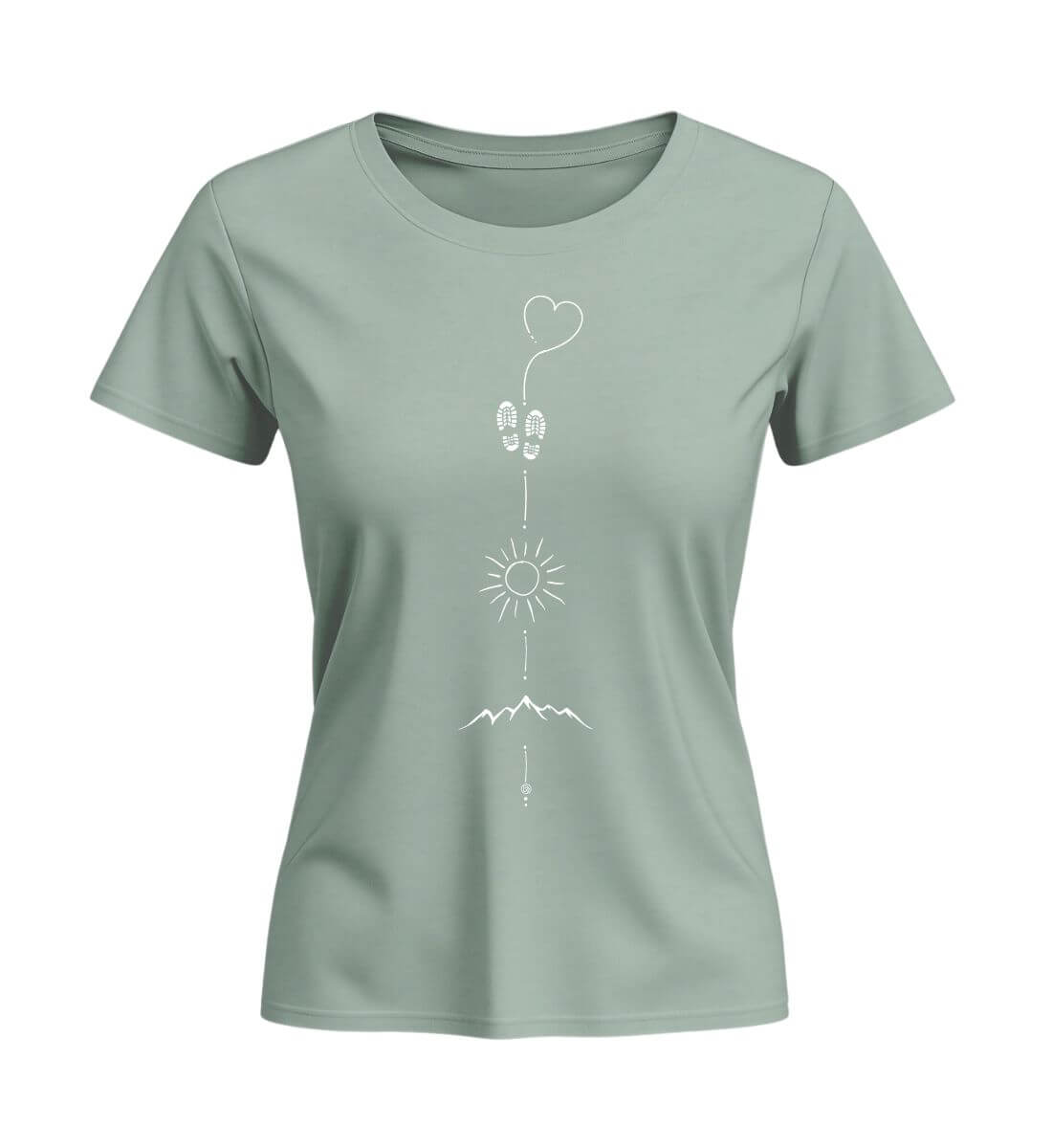 Wandern Sonne Berg | Damen Premium Organic T-Shirt (Fitted) in Aloe von Rad&Rucksack