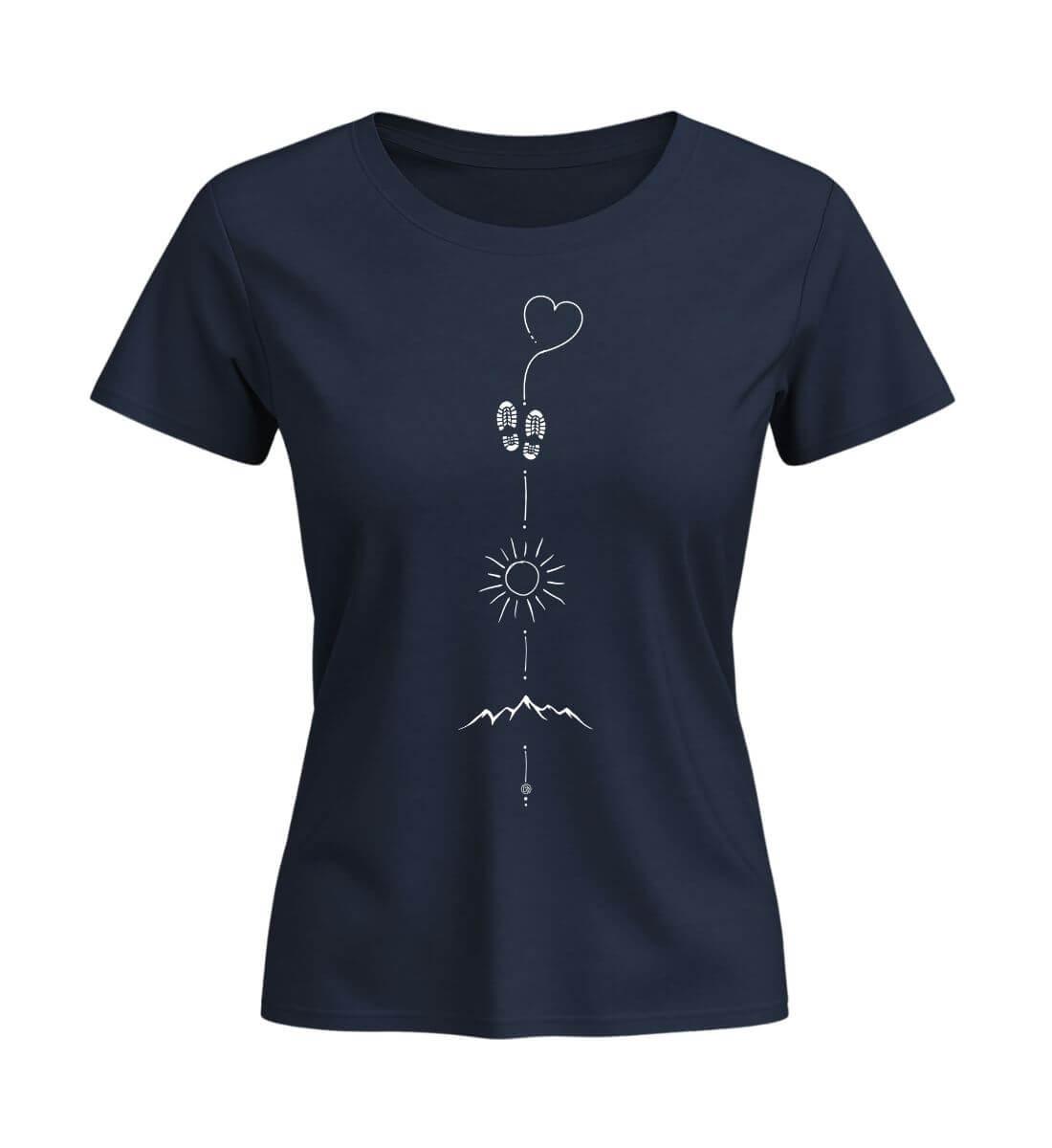 Wandern Sonne Berg | Damen Premium Organic T-Shirt (Fitted) in French Navy von Rad&Rucksack