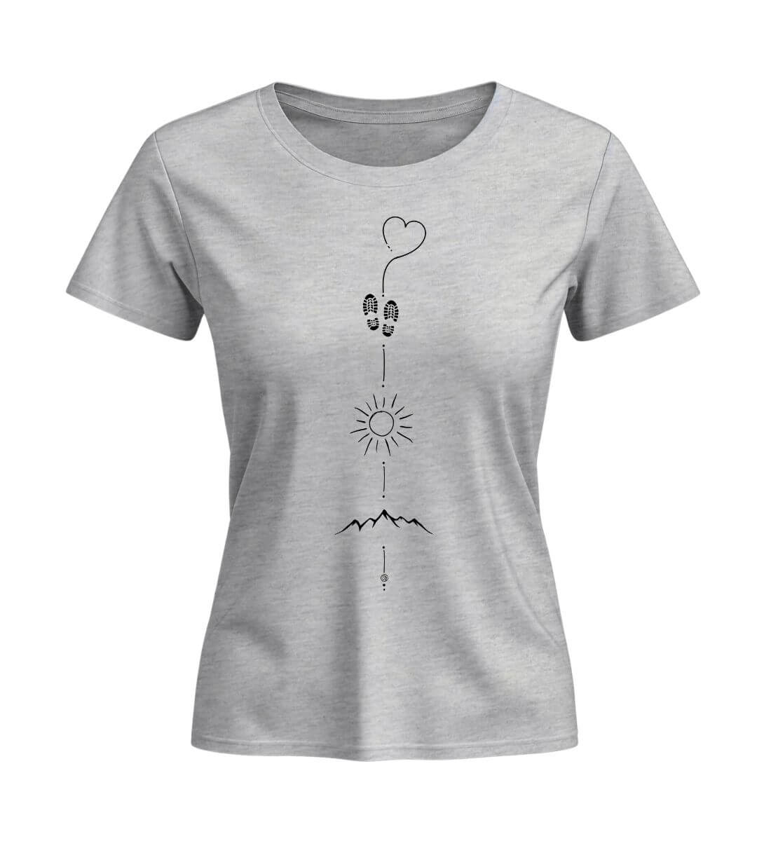 Wandern Sonne Berg | Damen Premium Organic T-Shirt (Fitted) in Heather Grey von Rad&Rucksack