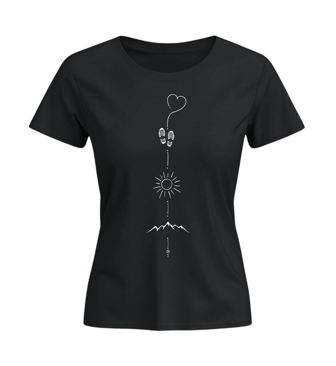 Wandern Sonne Berg | Damen Premium Organic T-Shirt (Fitted) in Schwarz von Rad&Rucksack
