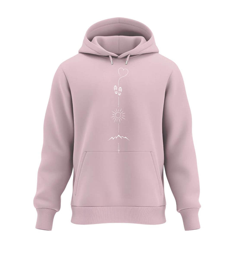 Wandern Sonne Berg | Unisex Organic Hoodie in Cotton Pink von Rad&Rucksack