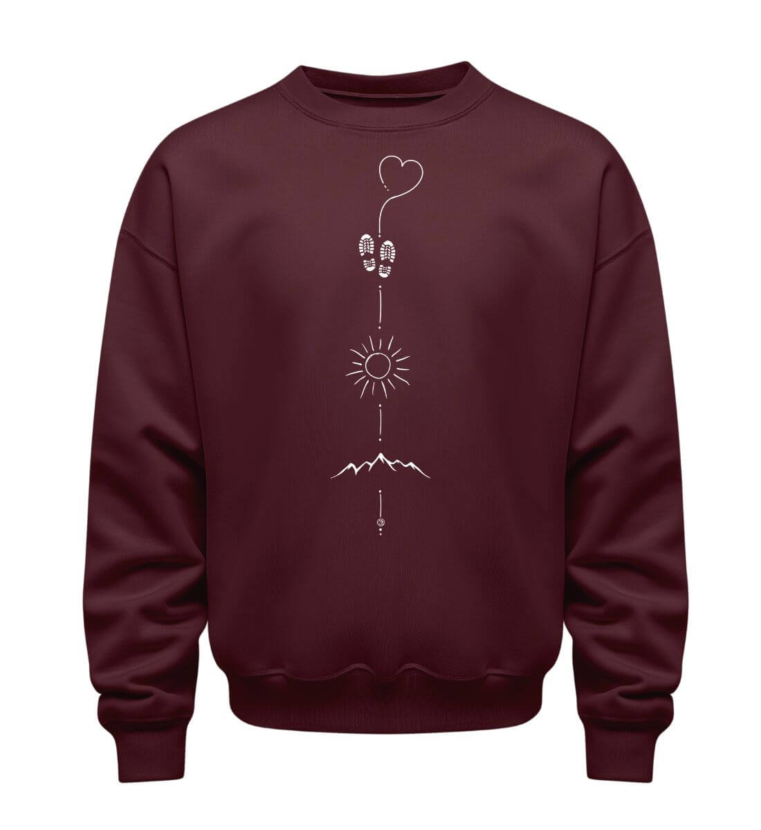 Wandern Sonne Berg | Unisex Organic Pullover in Burgundy von Rad&Rucksack