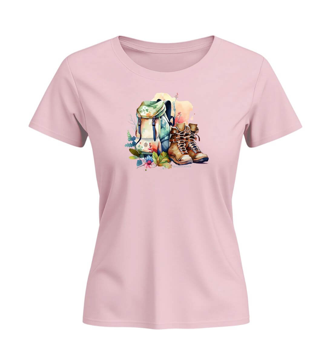 Wanderrucksack | Damen Premium Organic T-Shirt (Fitted) in Cotton Pink von Rad&Rucksack