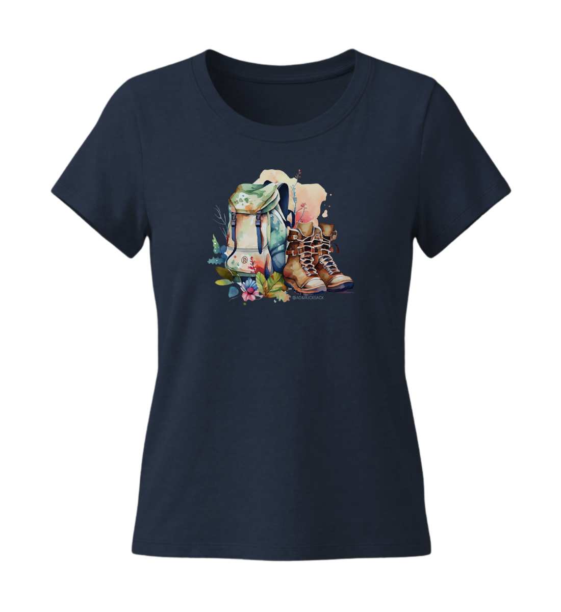 Wanderrucksack | Damen Premium Organic T-Shirt (Fitted) in French Navy von Rad&Rucksack