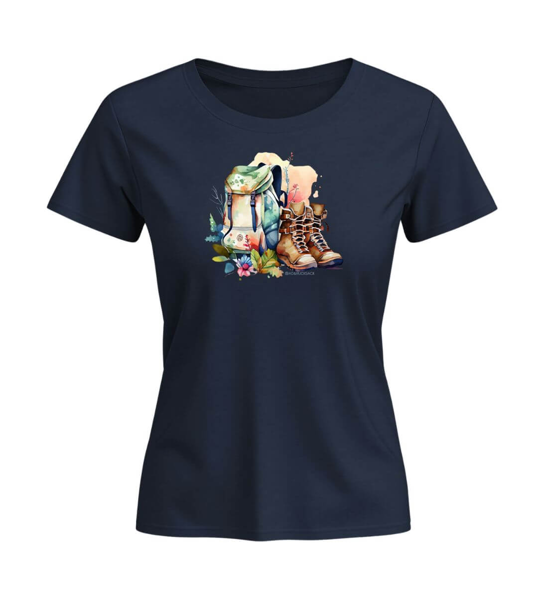 Wanderrucksack | Damen Premium Organic T-Shirt (Fitted) in French Navy von Rad&Rucksack