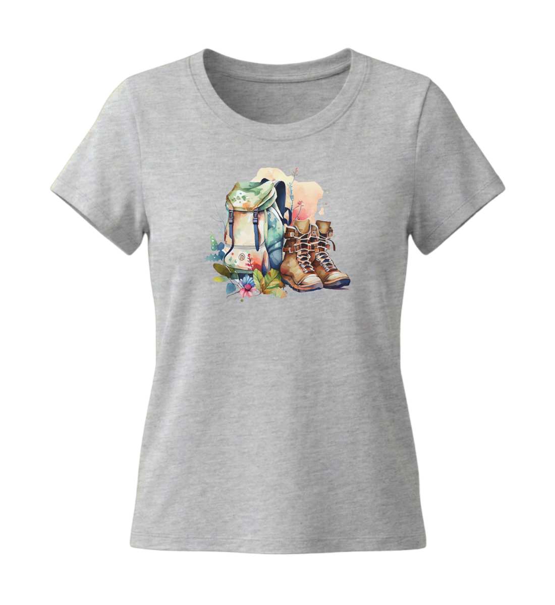 Wanderrucksack | Damen Premium Organic T-Shirt (Fitted) in Heather Grey von Rad&Rucksack