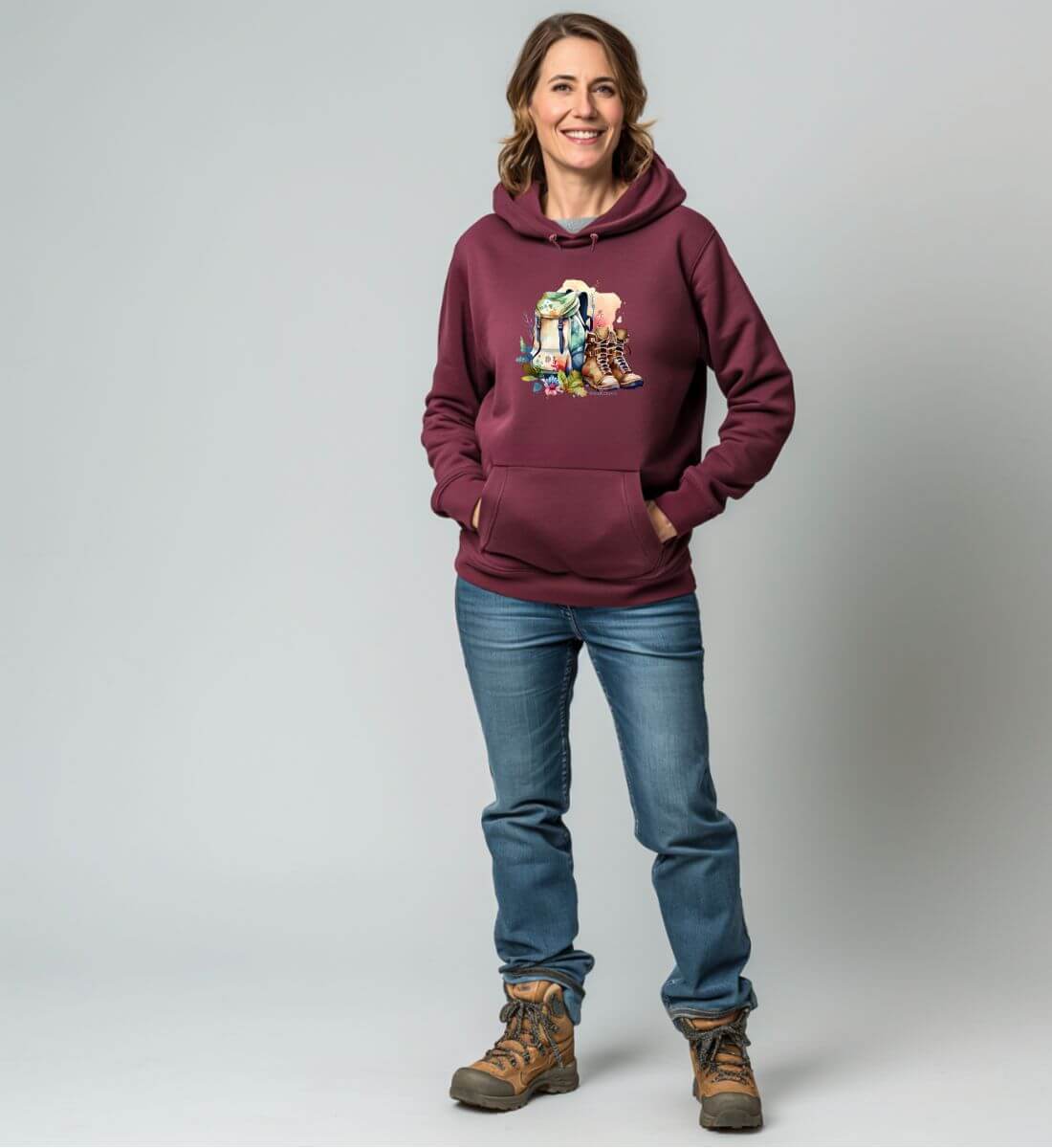 Wanderrucksack | Unisex Organic Hoodie von Rad&Rucksack - weitere Modelansicht 2