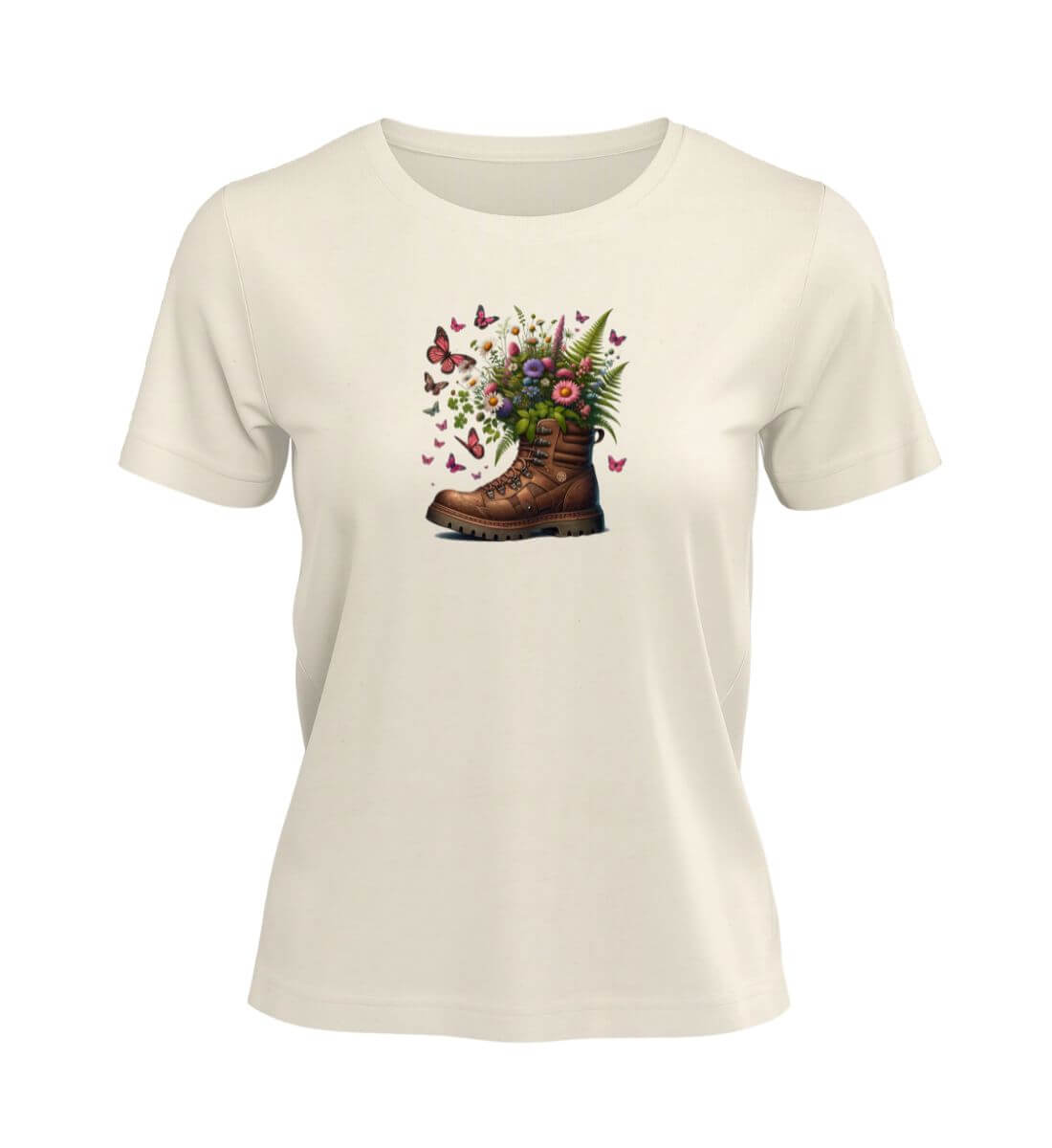 Wanderschuh-Blumen | Damen Premium Organic T-Shirt in Natural Raw von Rad&Rucksack