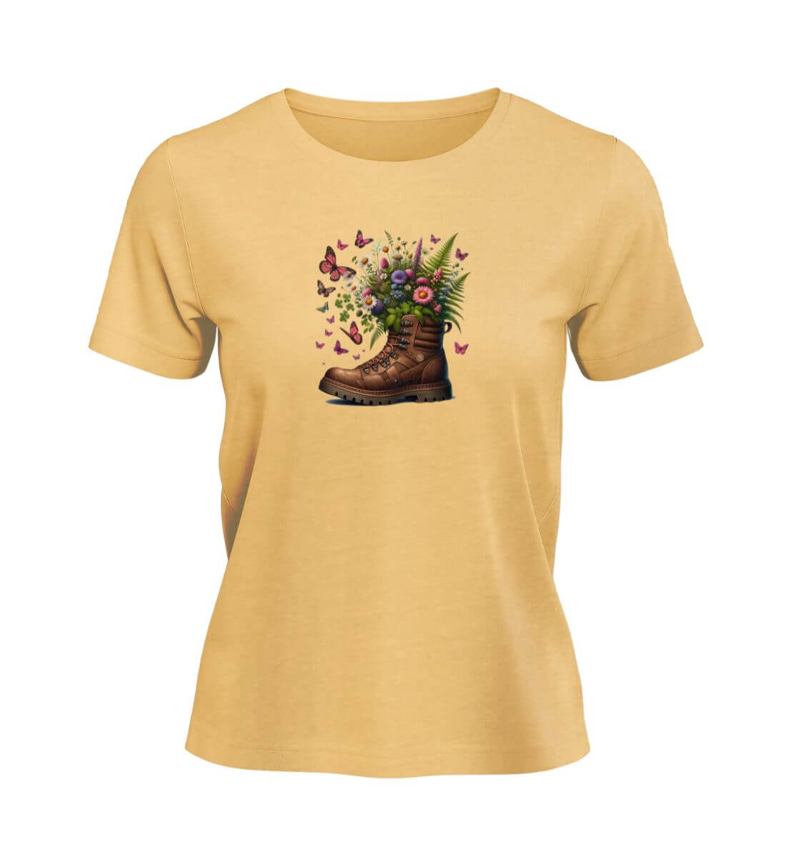 Wanderschuh-Blumen | Damen Premium Organic T-Shirt in Nispero von Rad&Rucksack