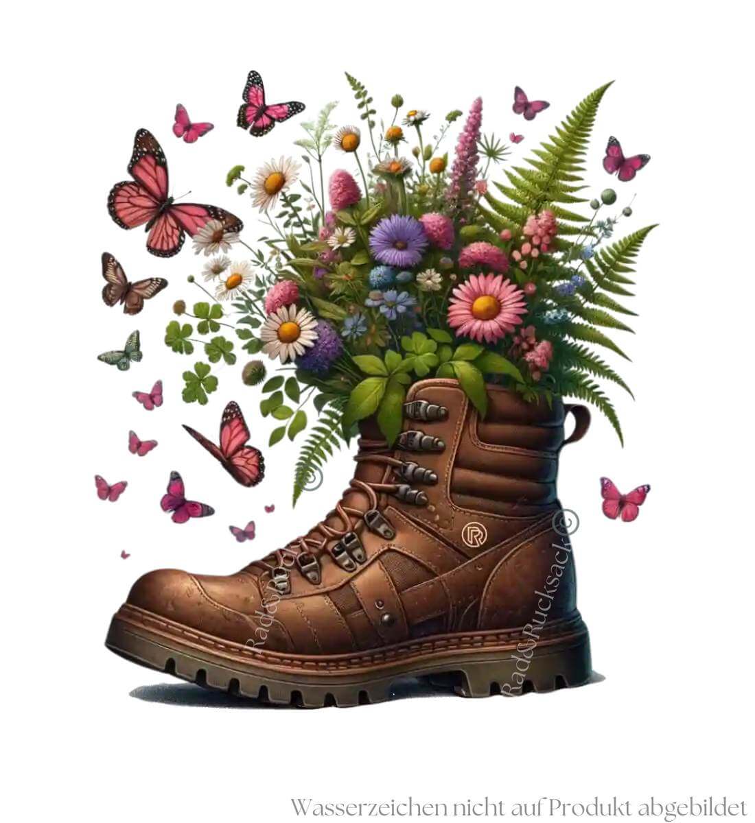 Wanderschuh-Blumen | Unisex Organic Hoodie von Rad&Rucksack - weitere Modelansicht 2