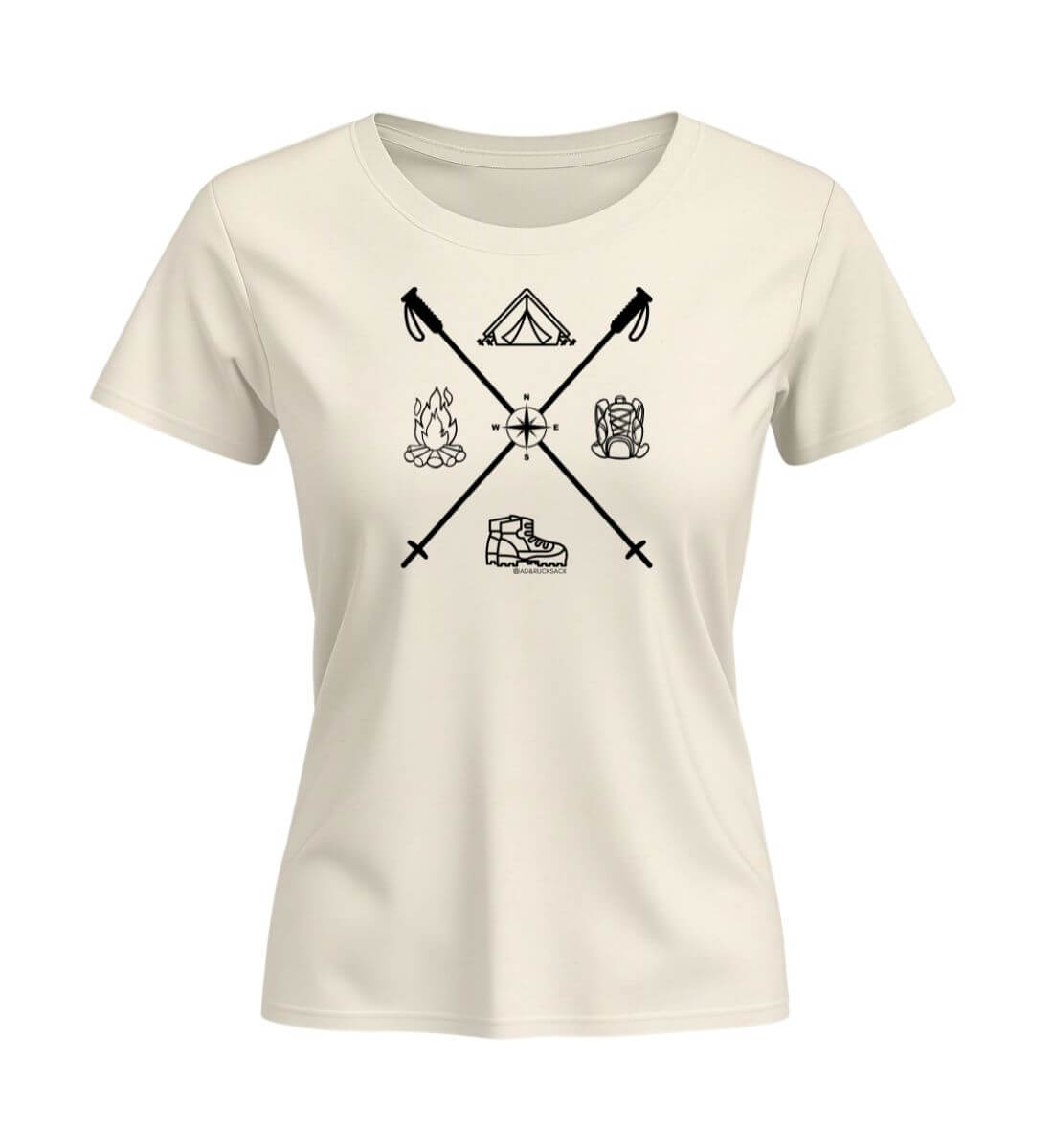 Wanderstöcke | Damen Premium Organic T-Shirt (Fitted) in Natural Raw von Rad&Rucksack