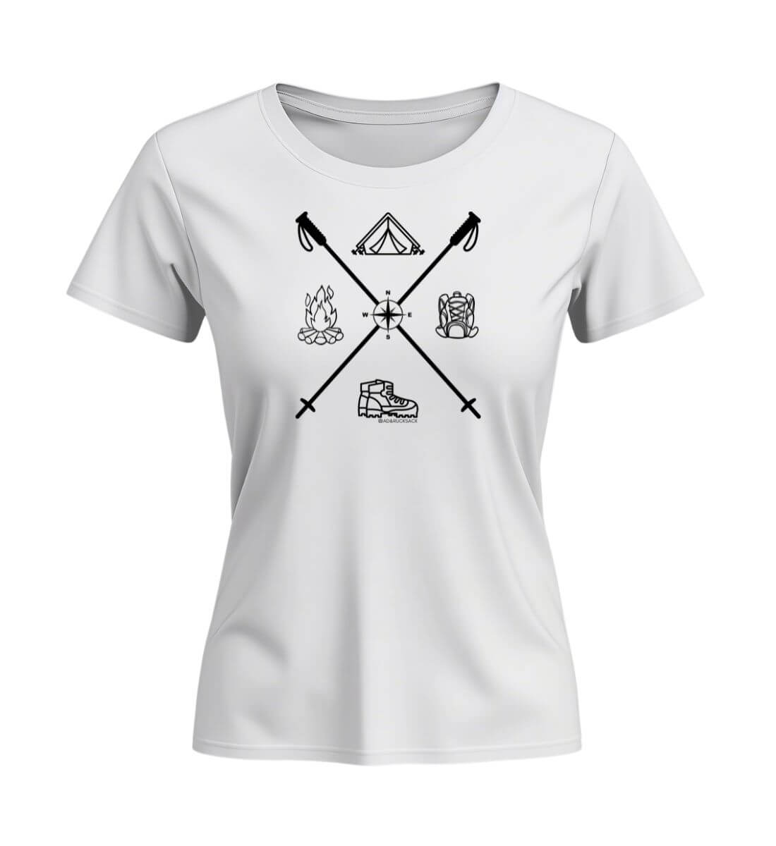 Wanderstöcke | Damen Premium Organic T-Shirt (Fitted) in White von Rad&Rucksack
