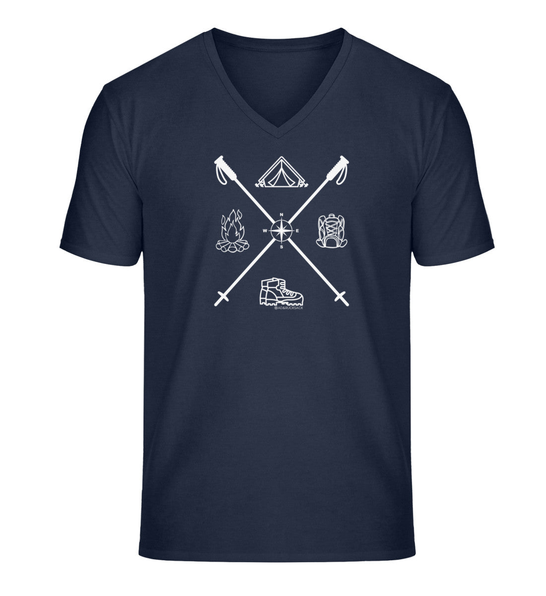 Wanderstoecke | Herren V-Neck Premium Organic T-Shirt in French Navy von Rad&Rucksack