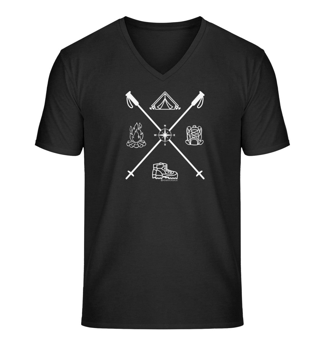 Wanderstoecke | Herren V-Neck Premium Organic T-Shirt in Schwarz von Rad&Rucksack