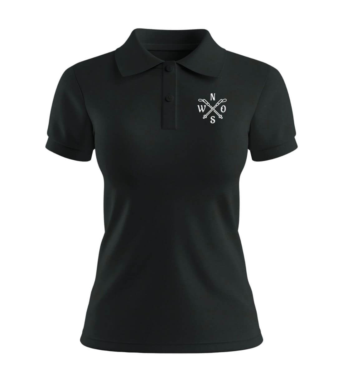 Wanderstöcke Stick | Damen Premium Organic Poloshirt in Schwarz von Rad&Rucksack