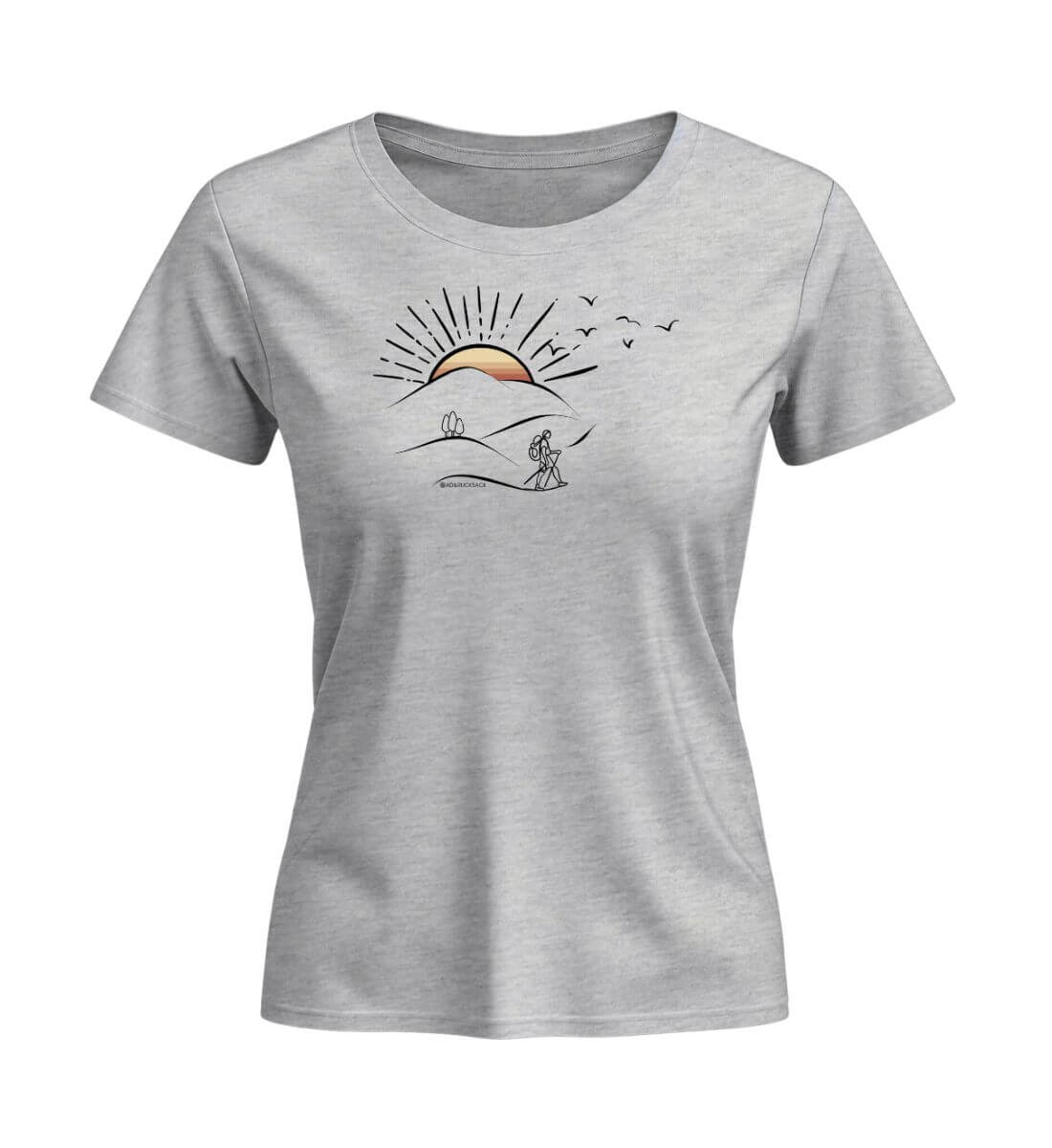 Wanderungen | Damen Premium Organic T-Shirt (Fitted) in Heather Grey von Rad&Rucksack