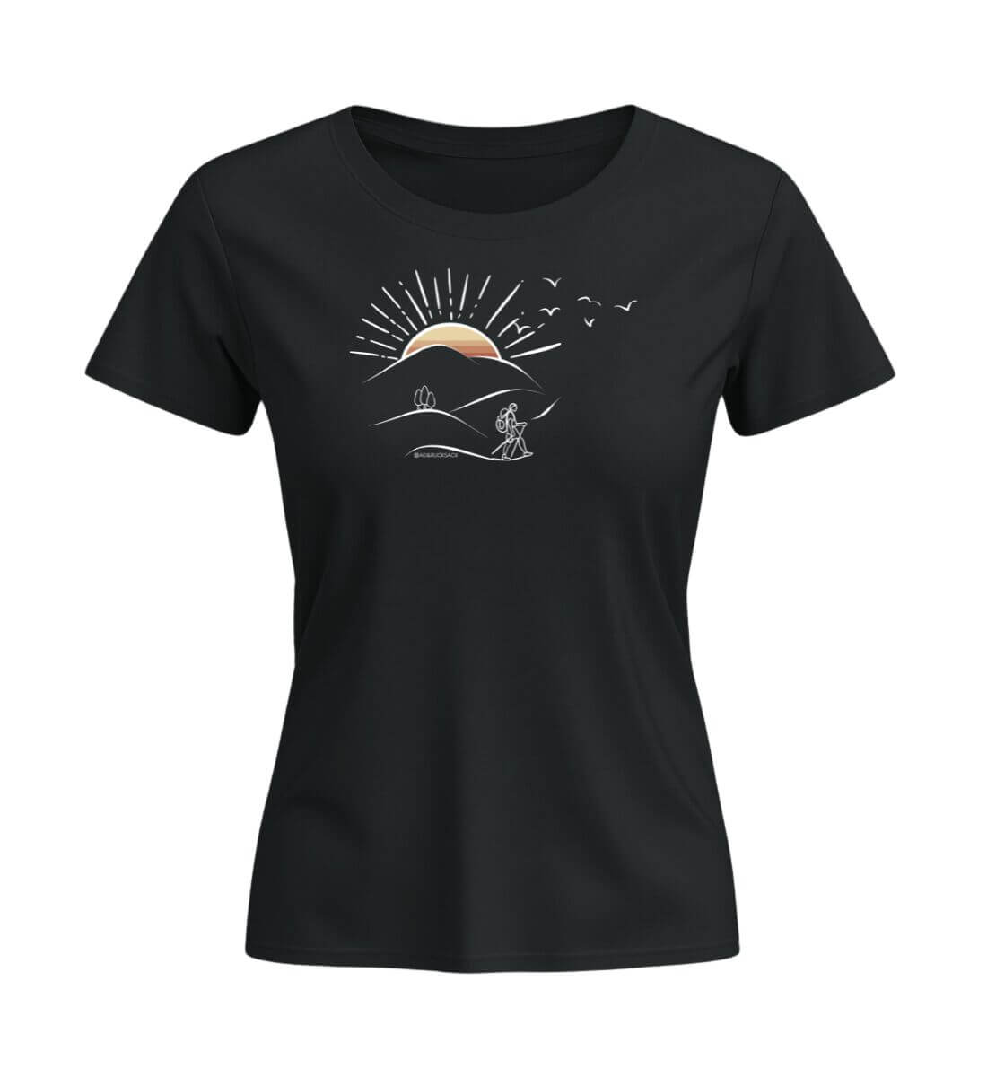 Wanderungen | Damen Premium Organic T-Shirt (Fitted) in Schwarz von Rad&Rucksack
