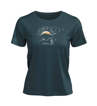Wanderungen T-Shirt Damen in Blaugrün (Stargazer) – Produktbild (100% Bio-Baumwolle) von Rad&Rucksack