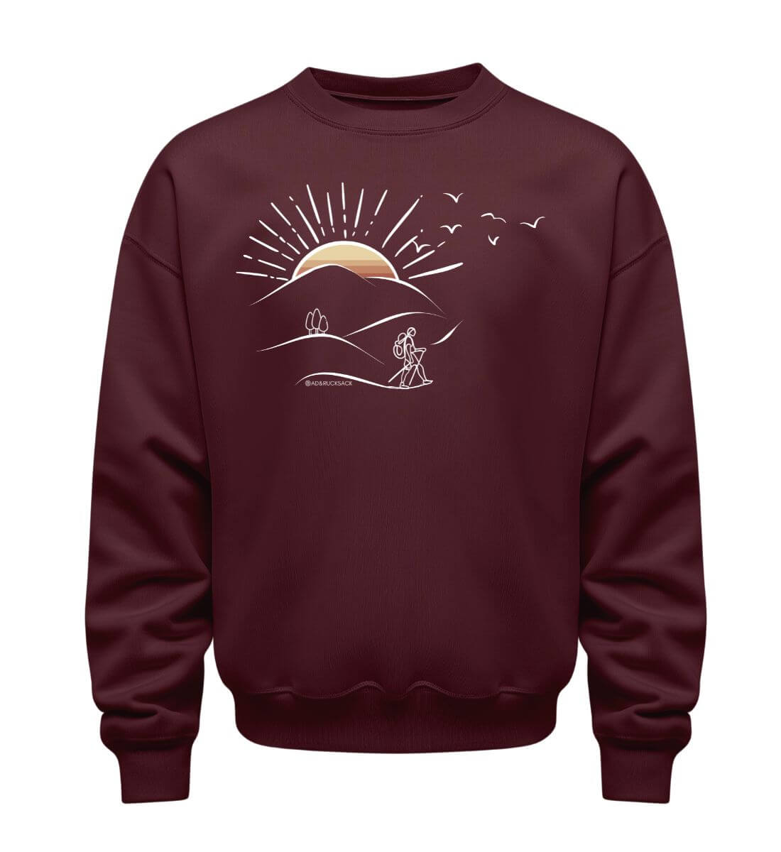 Wanderungen | Unisex Organic Pullover in Burgundy von Rad&Rucksack