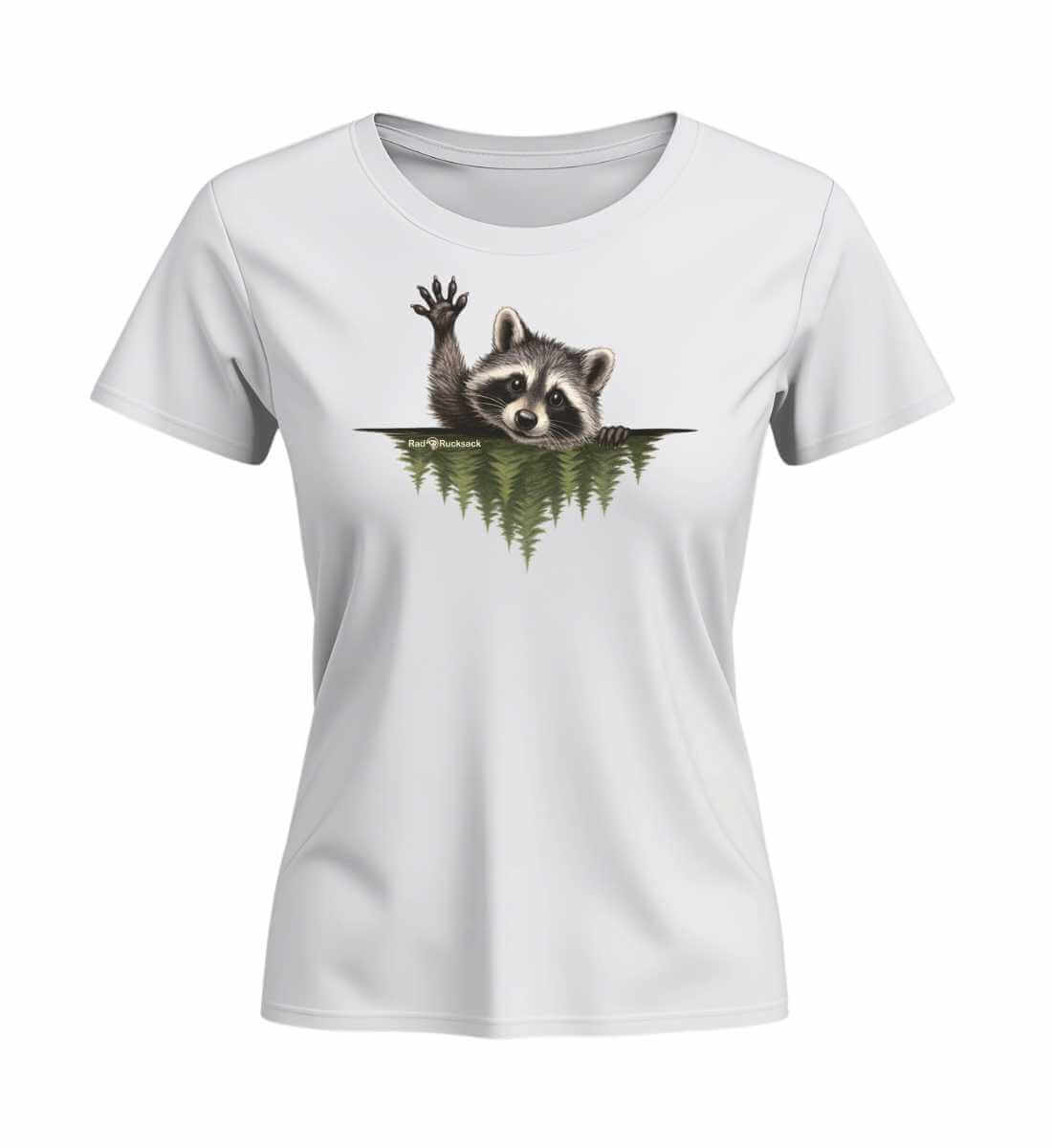 Waschbär Hallo | Damen Premium Organic T-Shirt (Fitted) in White von Rad&Rucksack