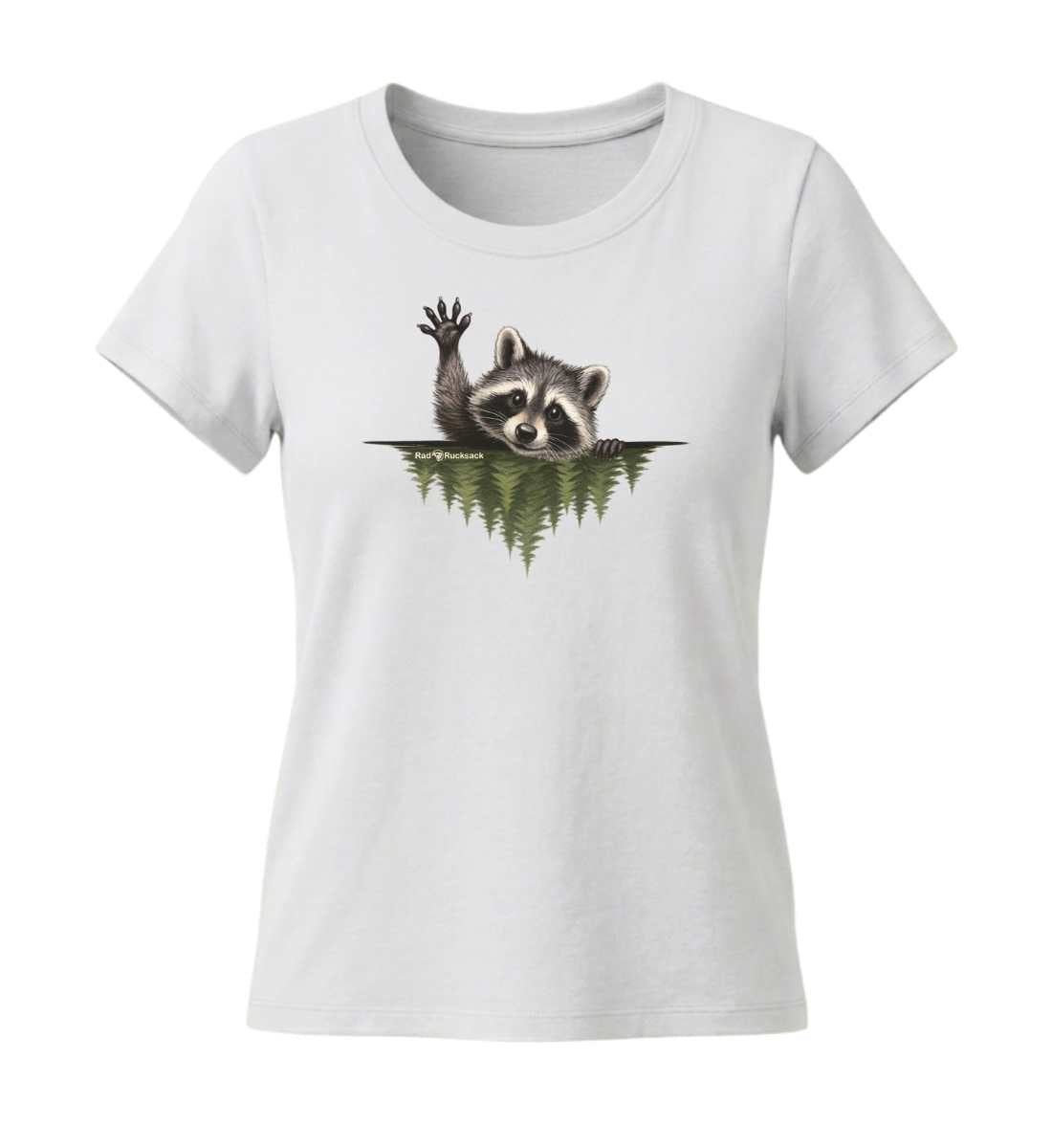 Waschbär Hallo | Damen Premium Organic T-Shirt (Fitted) in White von Rad&Rucksack