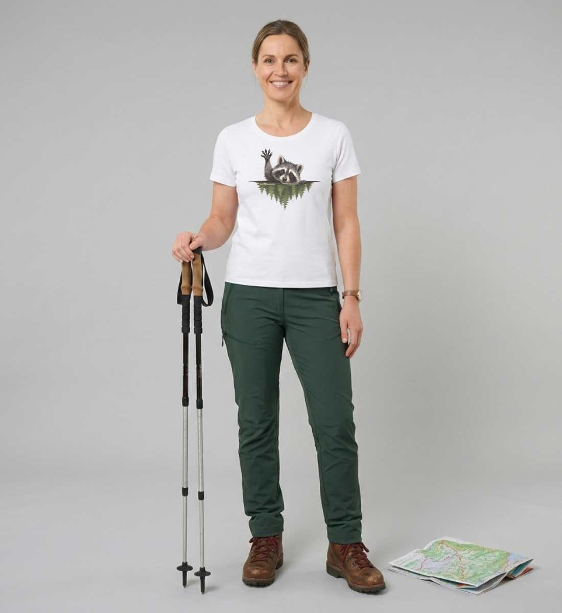 Waschbär Hallo | Damen Premium Organic T-Shirt (Fitted) von Rad&Rucksack - weitere Modelansicht 2