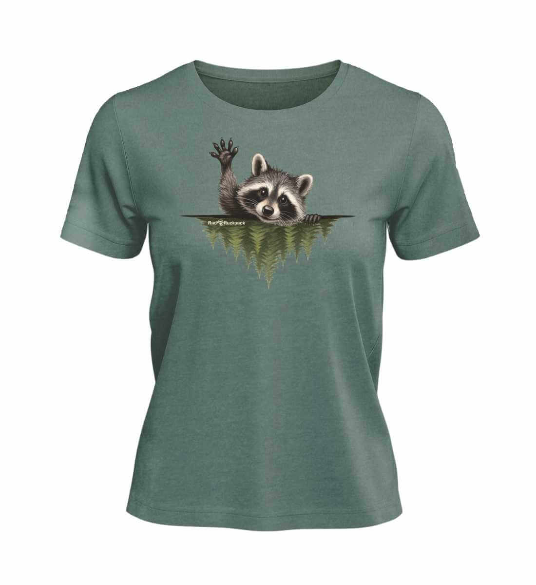 Waschbär Hallo | Damen Premium Organic T-Shirt in Green Bay von Rad&Rucksack