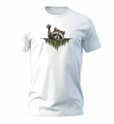 Waschbär Hallo T-Shirt Herren Weiß (White) – Produktbild (100% Bio-Baumwolle) von Rad&Rucksack