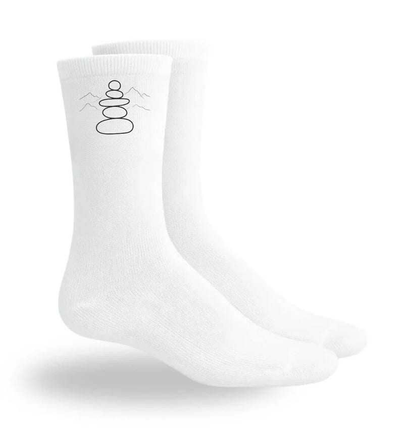 Wegmarke Sportsocken in Weiß (White) – Produktbild (atmungsaktives Mesh-Fußbett) von Rad&Rucksack